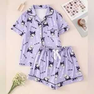 Kuromi Button-Front Purple Pajama Set – Women’s Size Large